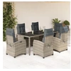 Image de Ensemble à Manger de Jardin avec Coussins 7 pcs, Table et Chaises avec Dossier Réglable, Meubles d'Extérieur, 3212650