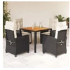 Image de Ensemble à Manger de Jardin avec Coussins 5 pcs, Table et Chaises avec Dossier Réglable, Meubles d'Extérieur, 3212655
