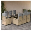 Image de 9-delige Tuinset met kussens poly rattan gemengd beige3212696