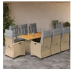 Image de 9-delige Tuinset met kussens poly rattan gemengd beige3212717