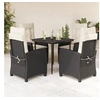 Image de Ensemble à manger de jardin coussins 5pcs Noir Résine tressée 3212723