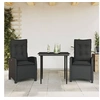 Image de Ensemble à manger de jardin avec coussins 3 pcs Noir 3212742