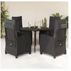 Image de Ensemble à manger de jardin coussins 5pcs Noir Résine tressée 3212744