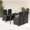 Image de Ensemble à Manger de Jardin avec Coussins 5 pcs, Table et Chaises avec Dossier Réglable, Meubles d'Extérieur, 3212756