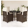 Image de Ensemble à manger de jardin 5 pcs et coussins marron poly rotin 3212763