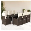 Image de Ensemble à Manger de Jardin avec Coussins 9 pcs, Table et Chaises avec Dossier Réglable, Meubles d'Extérieur, 3212781