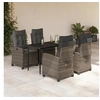 Image de Ensemble à Manger de Jardin avec Coussins 5 pcs, Table et Chaises avec Dossier Réglable, Meubles d'Extérieur, 3212785
