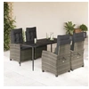Image de Ensemble à Manger de Jardin avec Coussins 5 pcs, Table et Chaises avec Dossier Réglable, Meubles d'Extérieur, 3212786