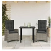 Image de Ensemble à Manger de Jardin avec Coussins 3 pcs, Table et Chaises avec Dossier Réglable, Meubles d'Extérieur, 3212792