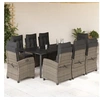 Image de Ensemble à Manger de Jardin avec Coussins 9 pcs, Table et Chaises avec Dossier Réglable, Meubles d'Extérieur, 3212801