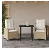 Image de Ensemble à Manger de Jardin avec Coussins 3 pcs, Table et Chaises avec Dossier Réglable, Meubles d'Extérieur, 3212802