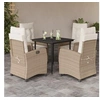 Image de Ensemble à Manger de Jardin avec Coussins 5 pcs, Table et Chaises avec Dossier Réglable, Meubles d'Extérieur, 3212803