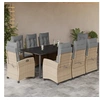 Image de Ensemble à manger de jardin et coussins 9 pcs mélange beige