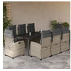 Image de Ensemble à manger de jardin et coussins 9 pcs gris clair rotin