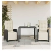 Image de 3-delige Tuinset met kussens poly rattan zwart3212882