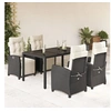 Image de Ensemble à manger de jardin coussins 5pcs Noir Résine tressée 3212884