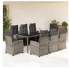 Image de Ensemble à Manger de Jardin avec Coussins 9 pcs, Table et Chaises avec Dossier Réglable, Meubles d'Extérieur, 3212899