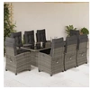 Image de Ensemble à Manger de Jardin avec Coussins 9 pcs, Table et Chaises avec Dossier Réglable, Meubles d'Extérieur, 3212925
