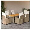 Image de Ensemble à Manger de Jardin avec Coussins 7 pcs, Table et Chaises avec Dossier Réglable, Meubles d'Extérieur, Moderne, Beige Résine Tressée 3212940