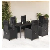 Image de Ensemble à Manger de Jardin avec Coussins 7 pcs, Table et Chaises avec Dossier et Repose-pied Réglables, 3212972