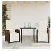 Image de Ensemble à Manger de Jardin avec Coussins 3 pcs, Table et Chaises avec Dossier et Repose-pied Réglables, Meubles d'Extérieur, Moderne, Marron Résine