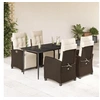 Image de Ensemble à Manger de Jardin avec Coussins 5 pcs, Table et Chaises avec Dossier et Repose-pied Réglables 3212977
