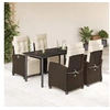 Image de Ensemble à Manger de Jardin avec Coussins 5 pcs, Table et Chaises avec Dossier et Repose-pied Réglables 3212984