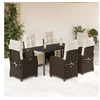 Image de Ensemble à Manger de Jardin avec Coussins 7 pcs, Table et Chaises avec Dossier et Repose-pied Réglables, 3212985