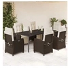 Image de Ensemble à Manger de Jardin avec Coussins 7 pcs, Table et Chaises avec Dossier et Repose-pied Réglables 3212986