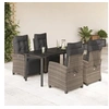 Image de Ensemble à Manger de Jardin avec Coussins 5 pcs, Table et Chaises avec Dossier et Repose-pied Réglables, 3212998