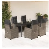 Image de Ensemble à Manger de Jardin avec Coussins 7 pcs, Table et Chaises avec Dossier et Repose-pied Réglables 3212999