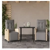 Image de Ensemble à Manger de Jardin avec Coussins 3 pcs, Table et Chaises avec Dossier Réglable, Meubles d'Extérieur, Moderne, Mélange Beige Résine Tressée
