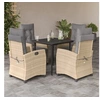 Image de Ensemble à Manger de Jardin avec Coussins 5 pcs, Table et Chaises avec Dossier Réglable, Meubles d'Extérieur, Moderne, Mélange Beige Résine Tressée