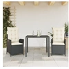 Image de 3-delige Tuinset met kussens poly rattan zwart3213058