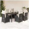 Image de Ensemble à Manger de Jardin avec Coussins 7 pcs, Table et Chaises avec Dossier Réglable, Meubles d'Extérieur, 3213064