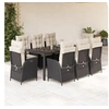 Image de Ensemble à Manger de Jardin avec Coussins 9 pcs, Table et Chaises avec Dossier Réglable, Meubles d'Extérieur, 3213066
