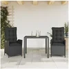 Image de 3-delige Tuinset met kussens poly rattan zwart3213067