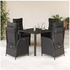 Image de 5-delige Tuinset met kussens poly rattan zwart3213068