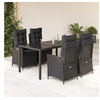 Image de Ensemble à manger de jardin coussins 5pcs Noir Résine tressée 3213070