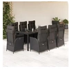 Image de Ensemble à Manger de Jardin avec Coussins 9 pcs, Table et Chaises avec Dossier Réglable, Meubles d'Extérieur, 3213074