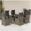 Image de Ensemble à Manger de Jardin avec Coussins 7 pcs, Table et Chaises avec Dossier Réglable, Meubles d'Extérieur, 3213121