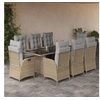 Image de Ensemble à Manger de Jardin avec Coussins 9 pcs, Table et Chaises avec Dossier Réglable, Meubles d'Extérieur, 3213128
