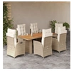 Image de 7-delige Tuinset met kussens poly rattan beige3213145