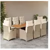 Image de 9-delige Tuinset met kussens poly rattan beige3213147