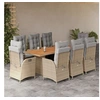 Image de 9-delige Tuinset met kussens poly rattan gemengd beige3213149
