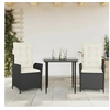 Image de Ensemble à manger de jardin avec coussins 3 pcs Noir 3213154