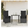 Image de Ensemble à manger de jardin avec coussins 3 pcs Noir 3213174