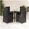 Image de Ensemble à manger de jardin coussins 5pcs Noir Résine tressée 3213175