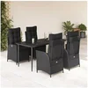 Image de Ensemble à Manger de Jardin avec Coussins 5 pcs, Table et Chaises avec Dossier Réglable, Meubles d'Extérieur, 3213178