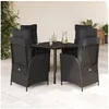 Image de Ensemble à manger de jardin coussins 5pcs Noir Résine tressée 3213185